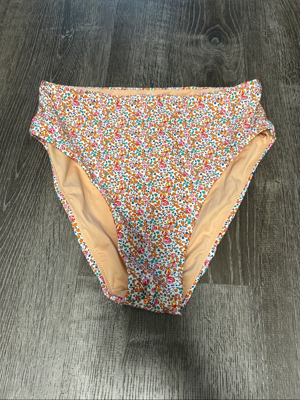 NWT J. Crew x LIBERTY Floral High-Waist Bikini Bottom in Orange & Pink